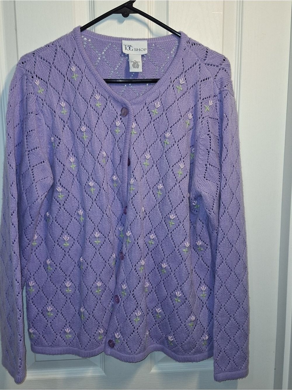 The Tog Shop Lavender Cardigan With Flowers XL